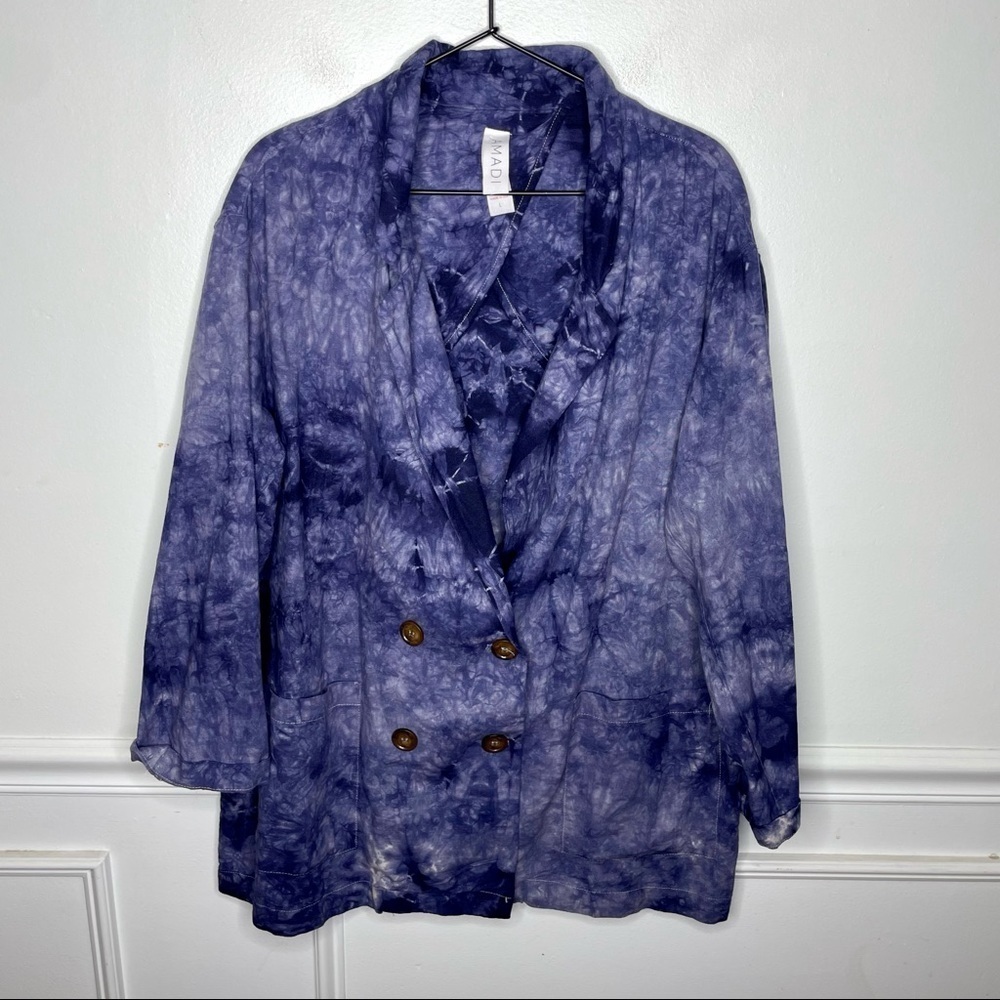 Anthropologie Amadi Hilde Linen Tie Dye Blazer